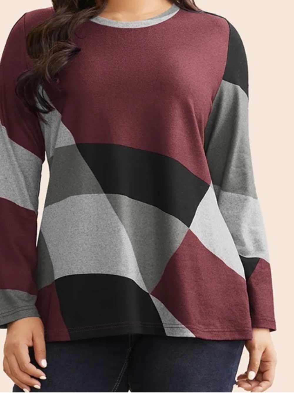 Bloomchic Colorblock Geometric Long Sleeve Top Sz. 14-16 NWT